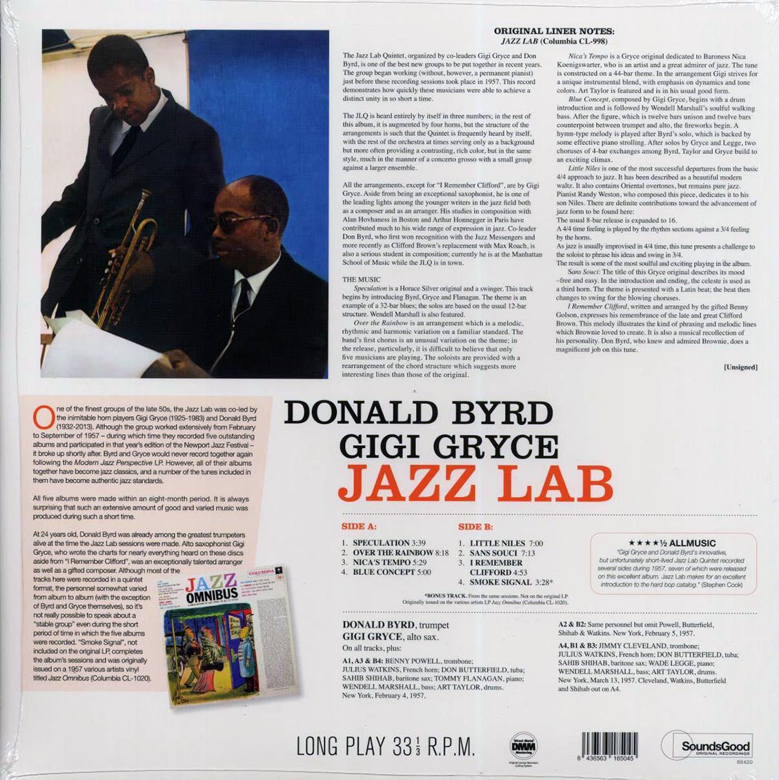 Don Byrd, Gigi Gryce - Jazz Lab (+bonus track) (ltd. ed.) (180g)