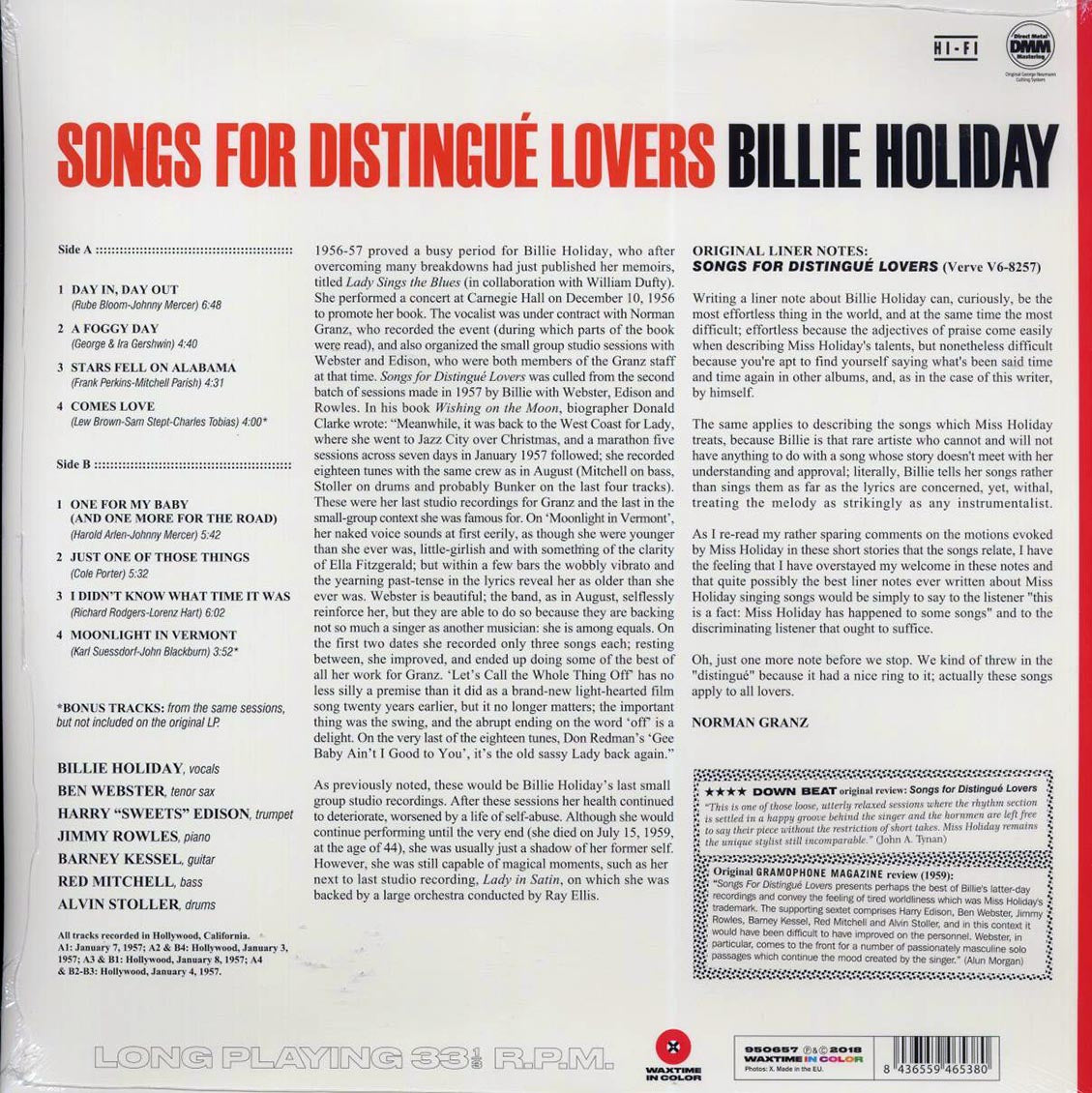 Billie Holiday - Songs For Distingué Lovers (+2 bonus tracks) (ltd. ed.) (180g) (orange vinyl)
