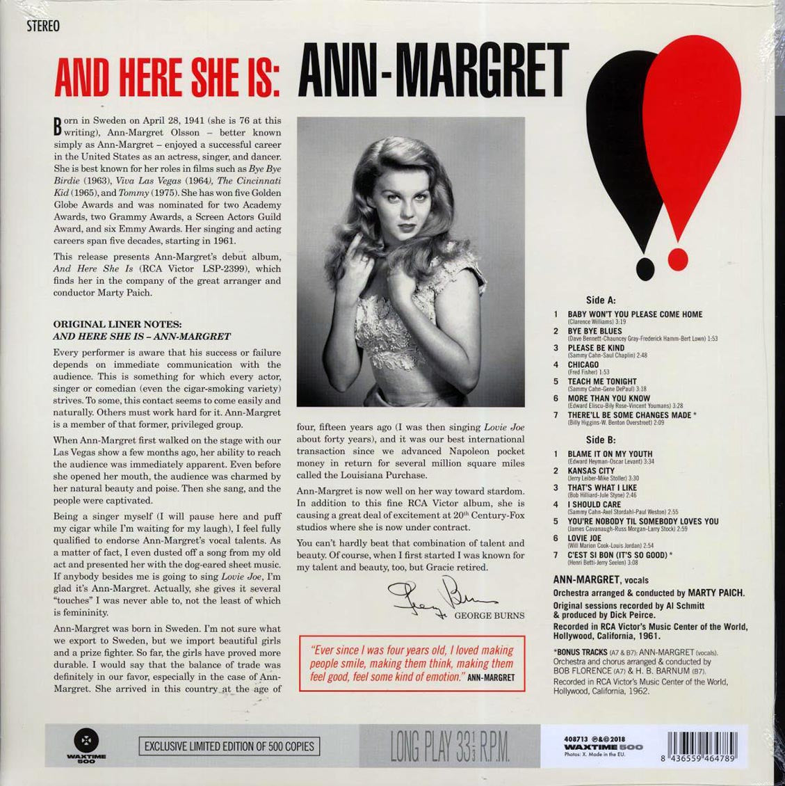 Ann Margret - And Here She Is (+2 bonus tracks) (ltd. ed.) (180g)
