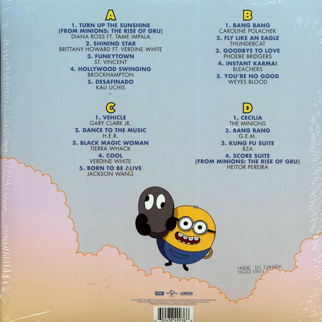 Diana Ross, Tame Impala, Brittany Howard, St. Vincent, Etc. - Minions: The Rise Of Gru Original Motion Picture Soundtrack (2xLP) (yellow vinyl)