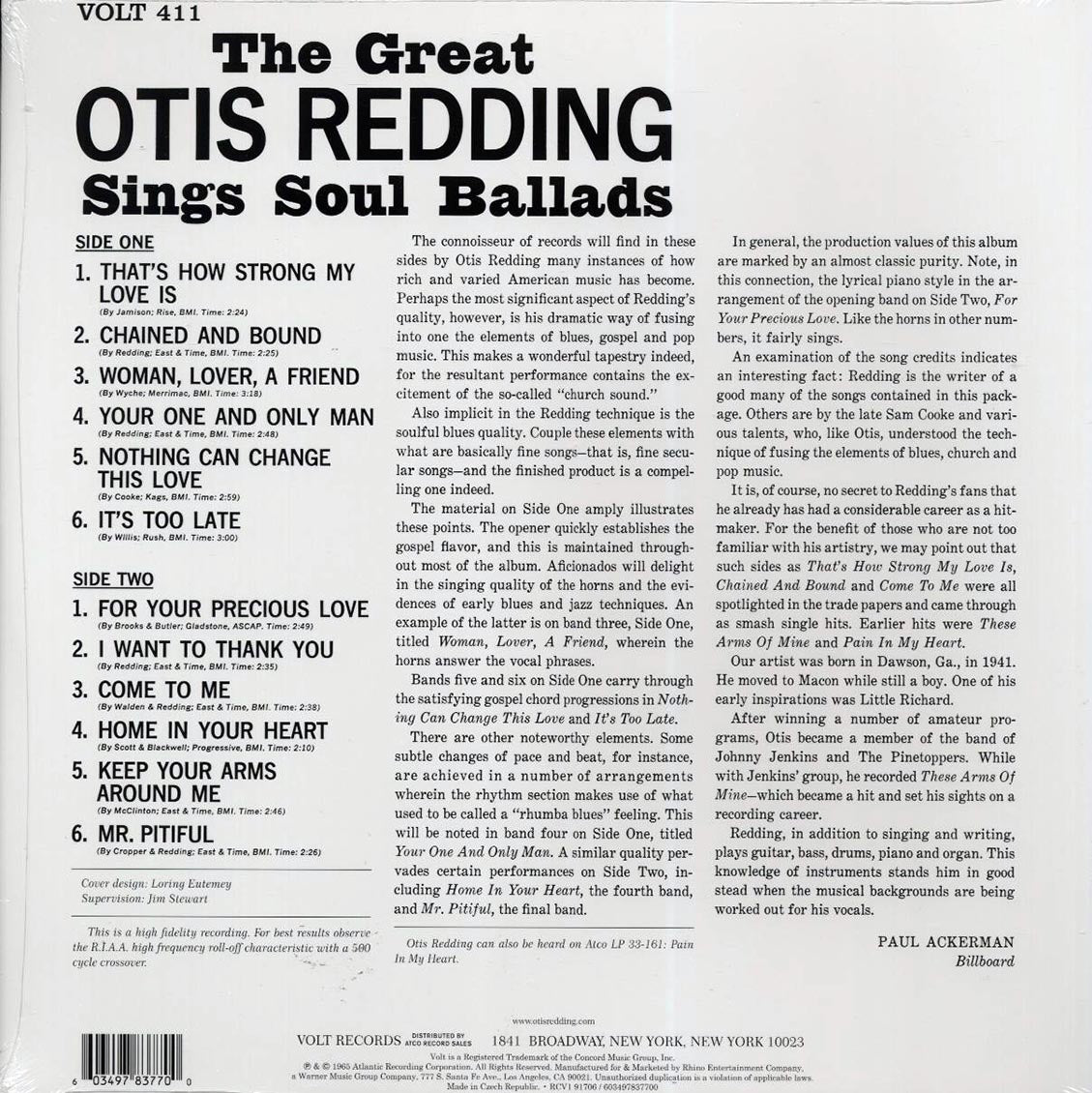 Otis Redding - The Great Otis Redding Sings Soul Ballads (mono) (ltd. ed.) (blue vinyl)
