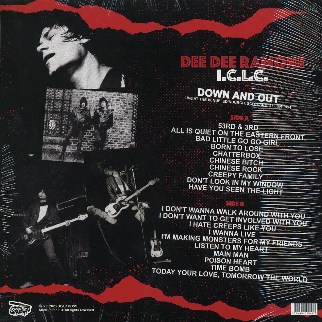 Dee Dee Ramone ICLC - Down And Out: Live At The Venue, Edinburgh, Scotland, 27 June 1994 (ltd. 300 copies made) (red vinyl)