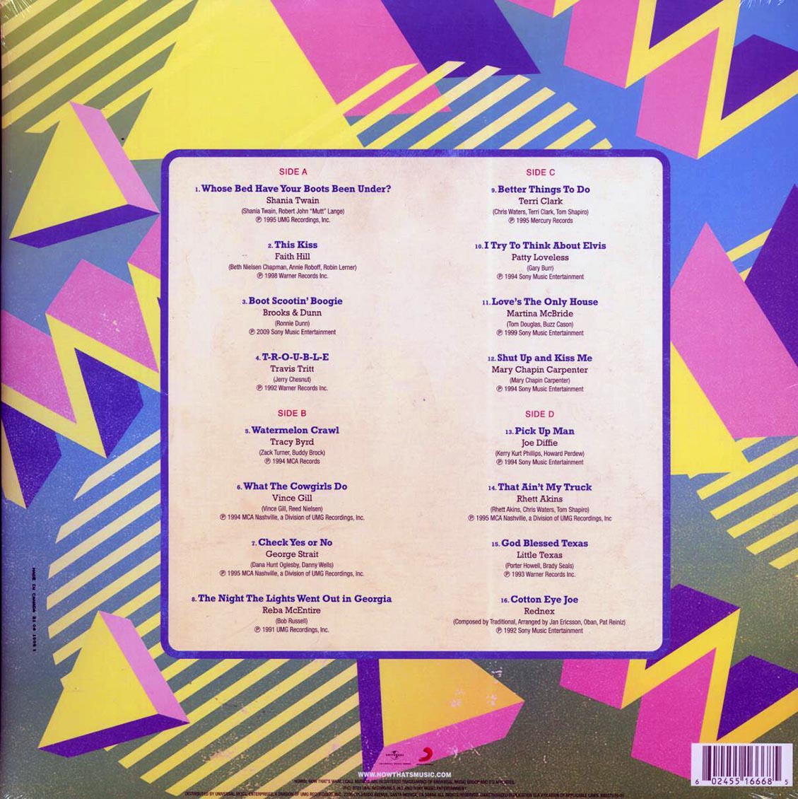 George Strait, Shania Twain, Faith Hill, Travis Tritt, Vince Gill, Etc. - Now That's What I Call Country Classics 90s Dance Party (2xLP) (yellow/green vinyl)