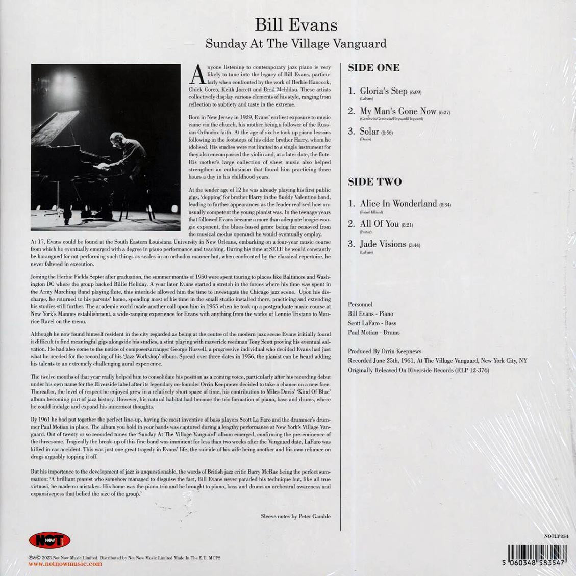 Bill Evans - Sunday At The Village Vanguard (180g) (white vinyl)