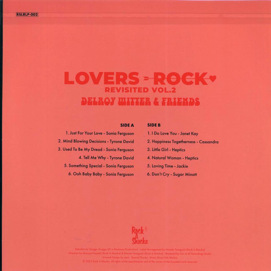 Sugar Minott, Janet Kay, Heptics, Sonia Ferrguson, Tyrone David, Etc. - Delroy Witter & Friends Lovers Rock Revisited Volume 2: Sound Of Success (Japan press)