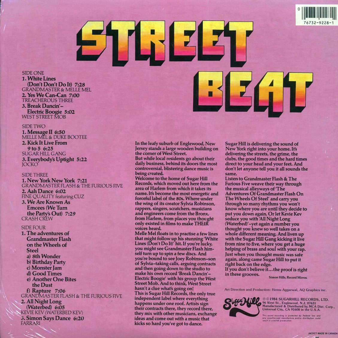 Grandmaster Flash, Treacherous Three, Jocko, Melle Mel, Sugarhill Gang, Kevie Kev, Etc. - Street Beat (1984 ORIGINAL PRESS) (orig. press) (2xLP) (marked/ltd stock)