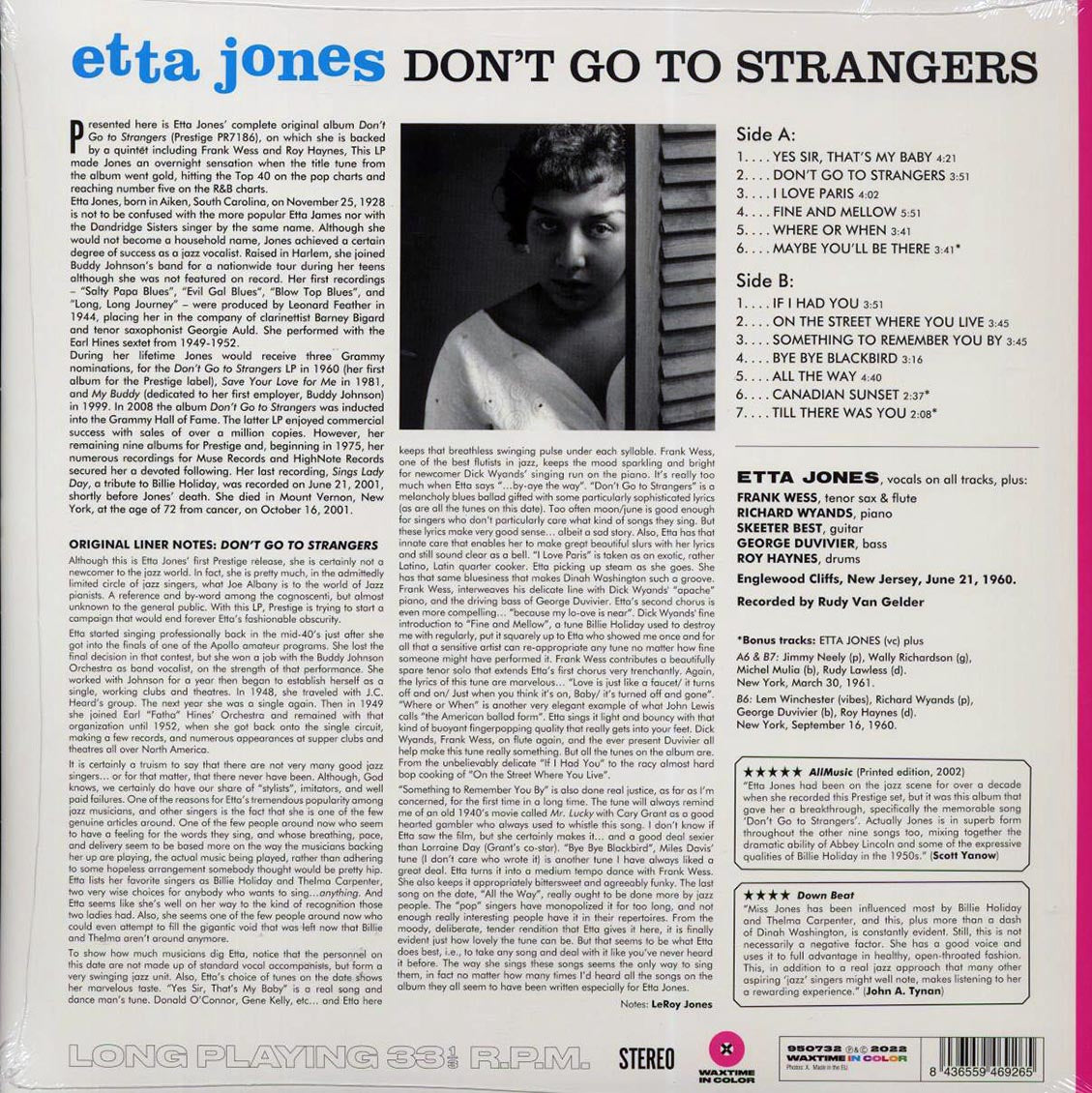 Etta Jones - Don't Go To Strangers (+3 bonus tracks) (180g) (pink vinyl)