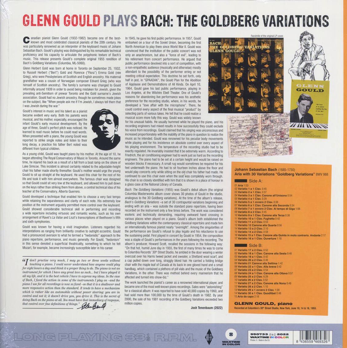 Bach, Glenn Gould - The Goldberg Variations (180g) (clear vinyl)