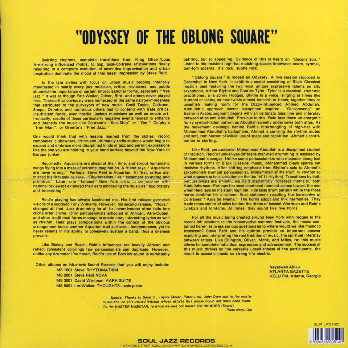 Steve Reid - Odyssey Of The Oblong Square (ltd. ed.) (gold vinyl)