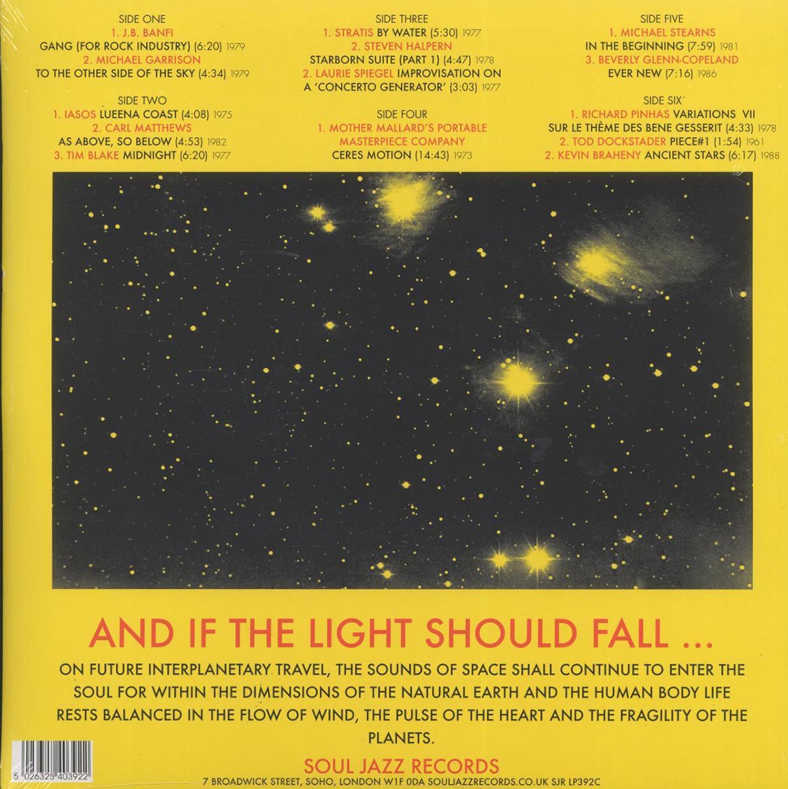 Various - Space, Energy & Light: Experimental Electronic And Acoustic Soundscapes 1961-88 (3xLP) (yellow vinyl)