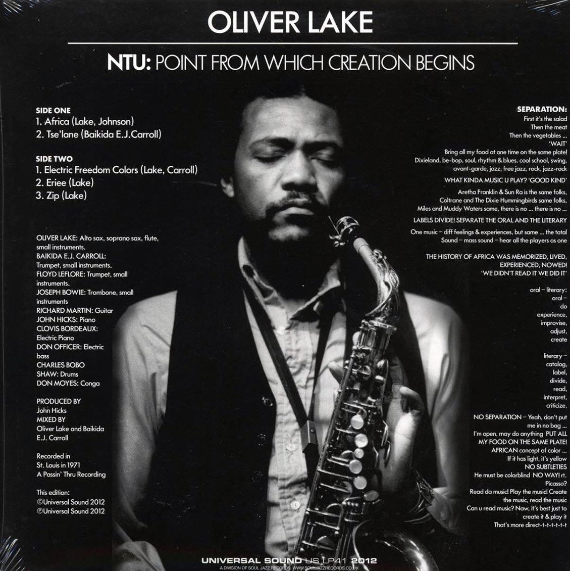 Oliver Lake - NTU: Point From Which Creation Begins