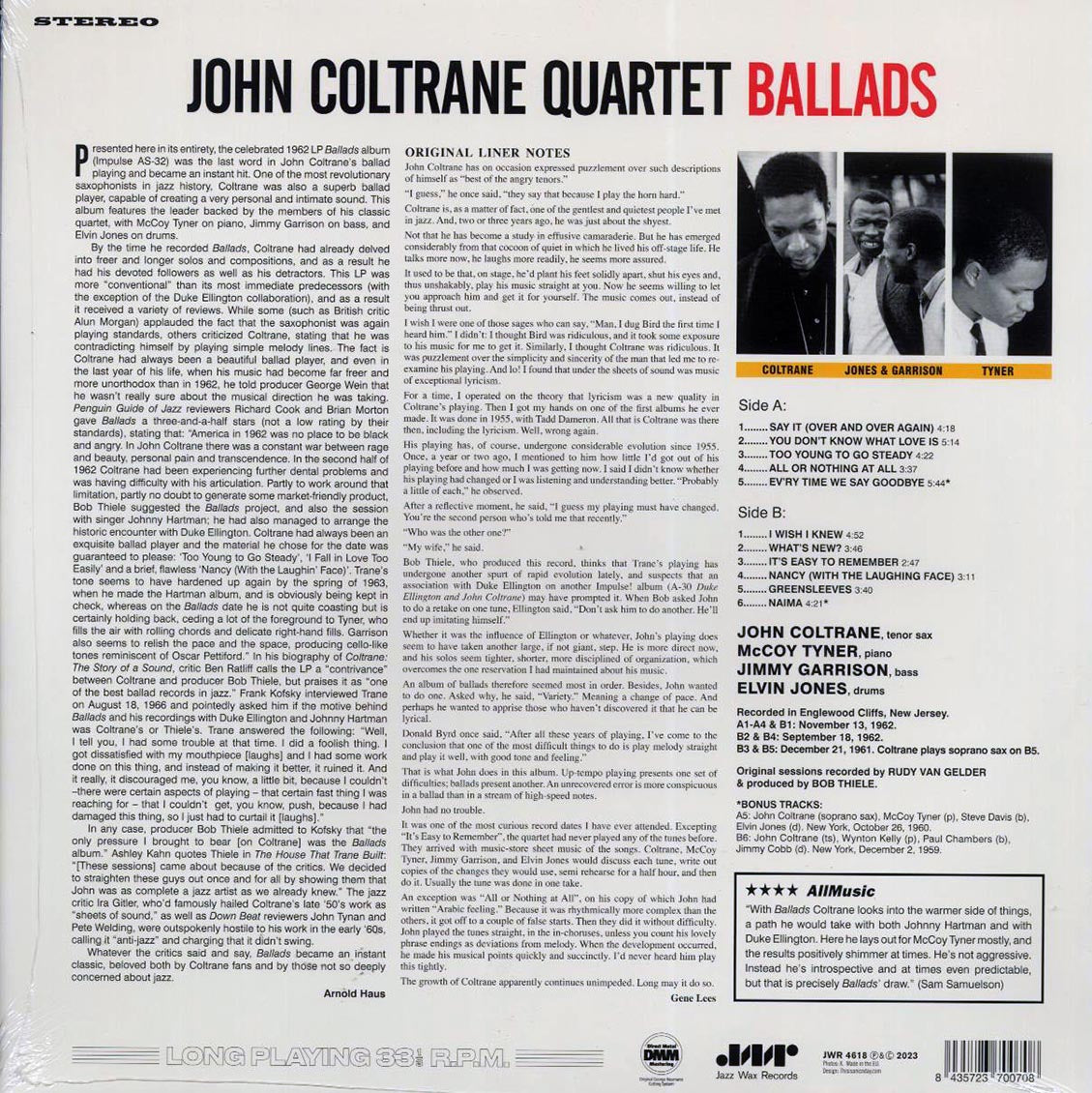 John Coltrane Quartet - Ballads (+2 bonus tracks) (ltd. ed.) (180g)