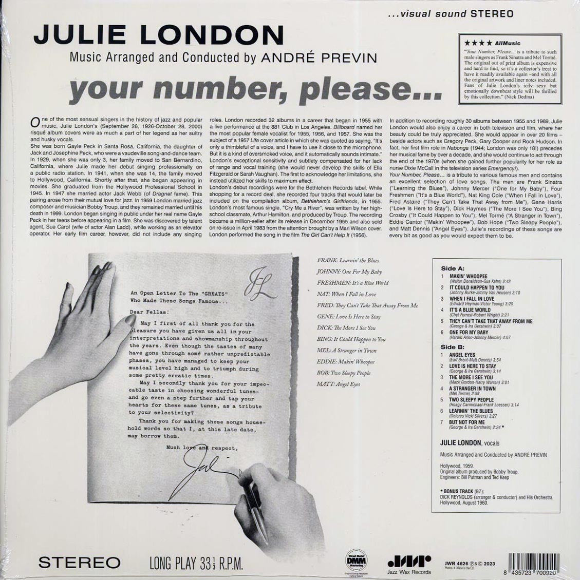 Julie London - Your Number Please (+bonus track) (ltd. ed.) (180g)