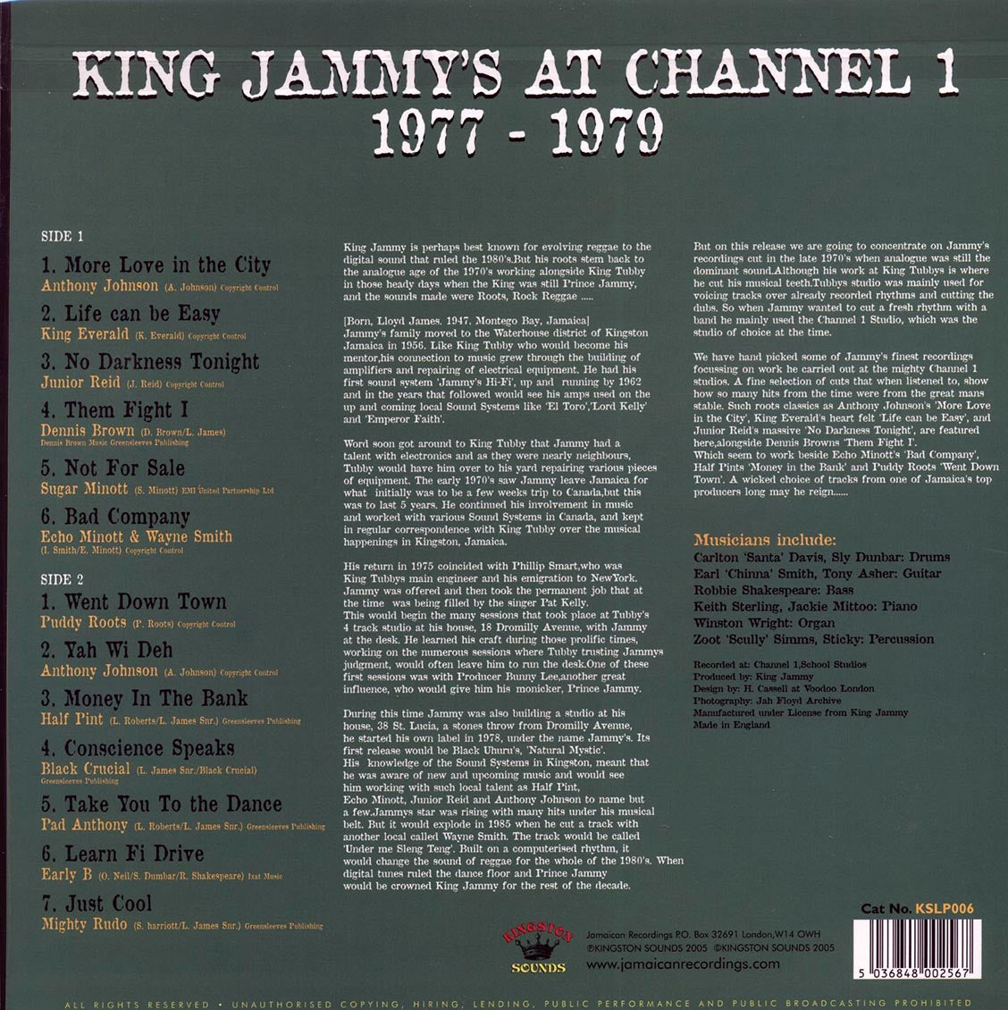 Jr. Reid, Half Pint, Wayne Smith, Pad Anthony, Etc. - King Jammy At Channel One (180g)