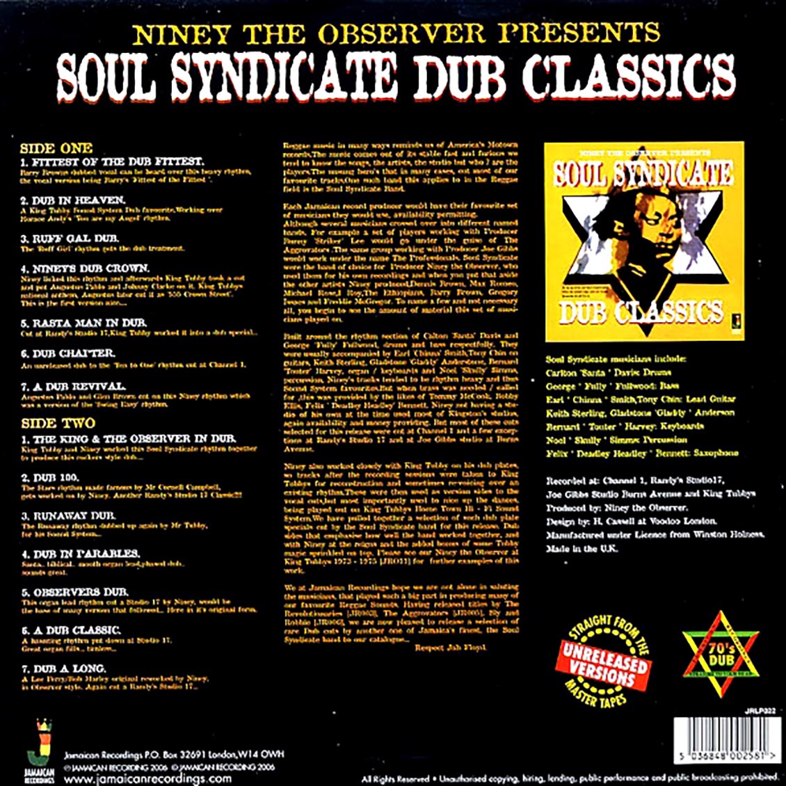 Soul Syndicate - Dub Classics: Niney The Observer Presents (180g)