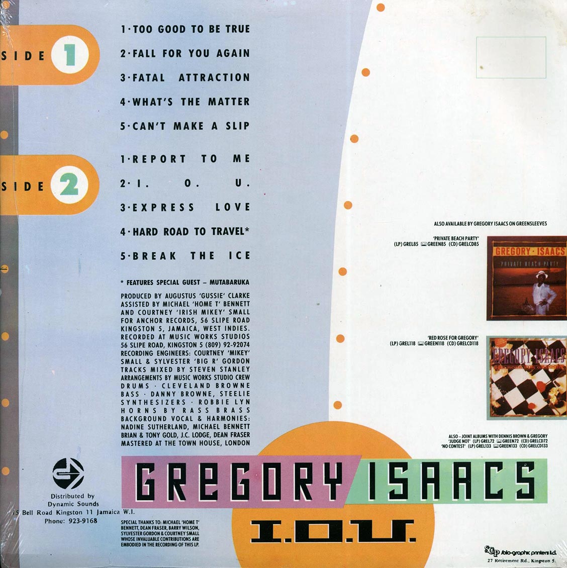 Gregory Isaacs - IOU (Jamaica press) (orig. press)