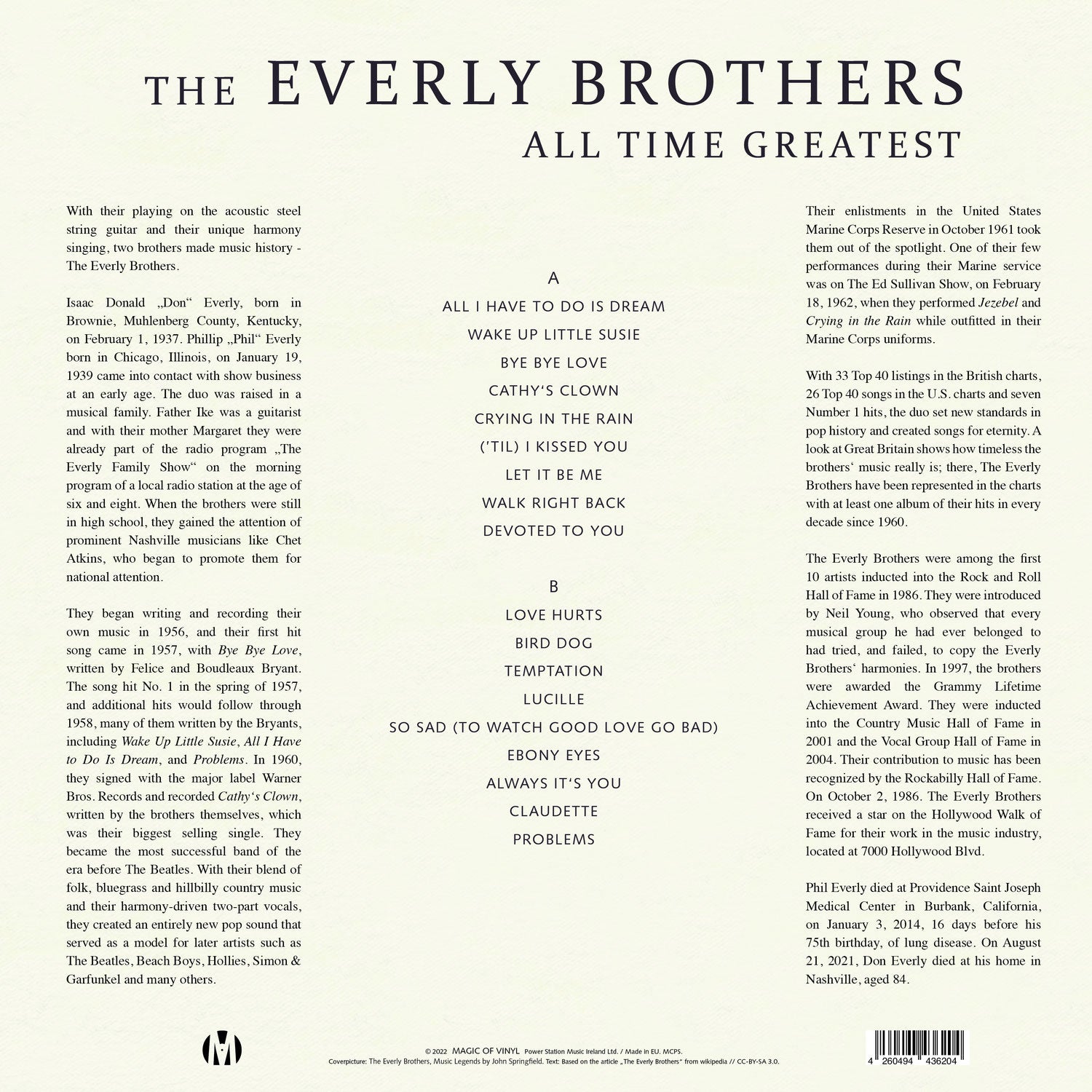 The Everly Brothers - All Time Greatest Limited Edition