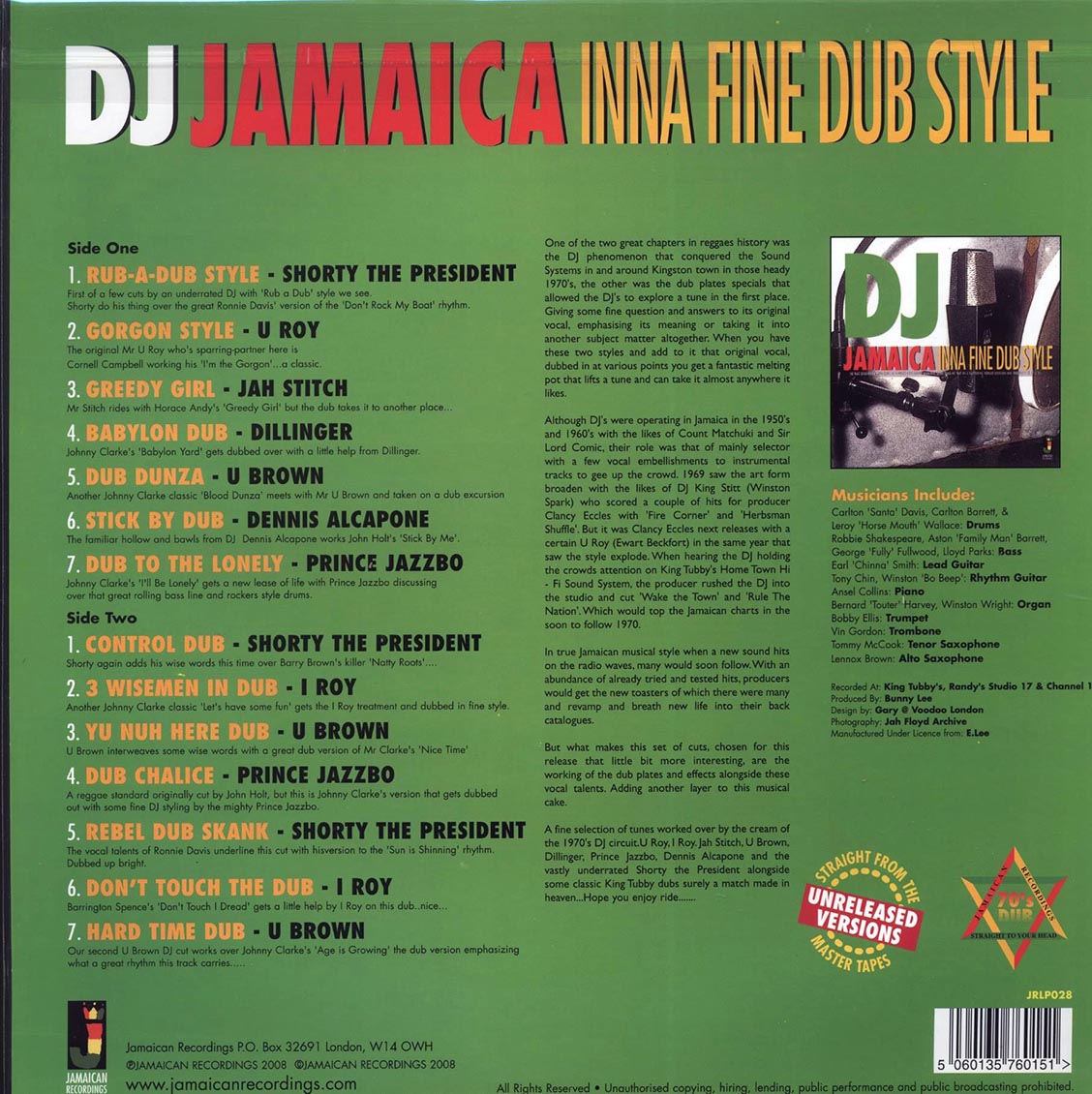 U Roy, Shorty The President, I Roy, Etc. - DJ Jamaica Inna Fine Dub Style (180g)