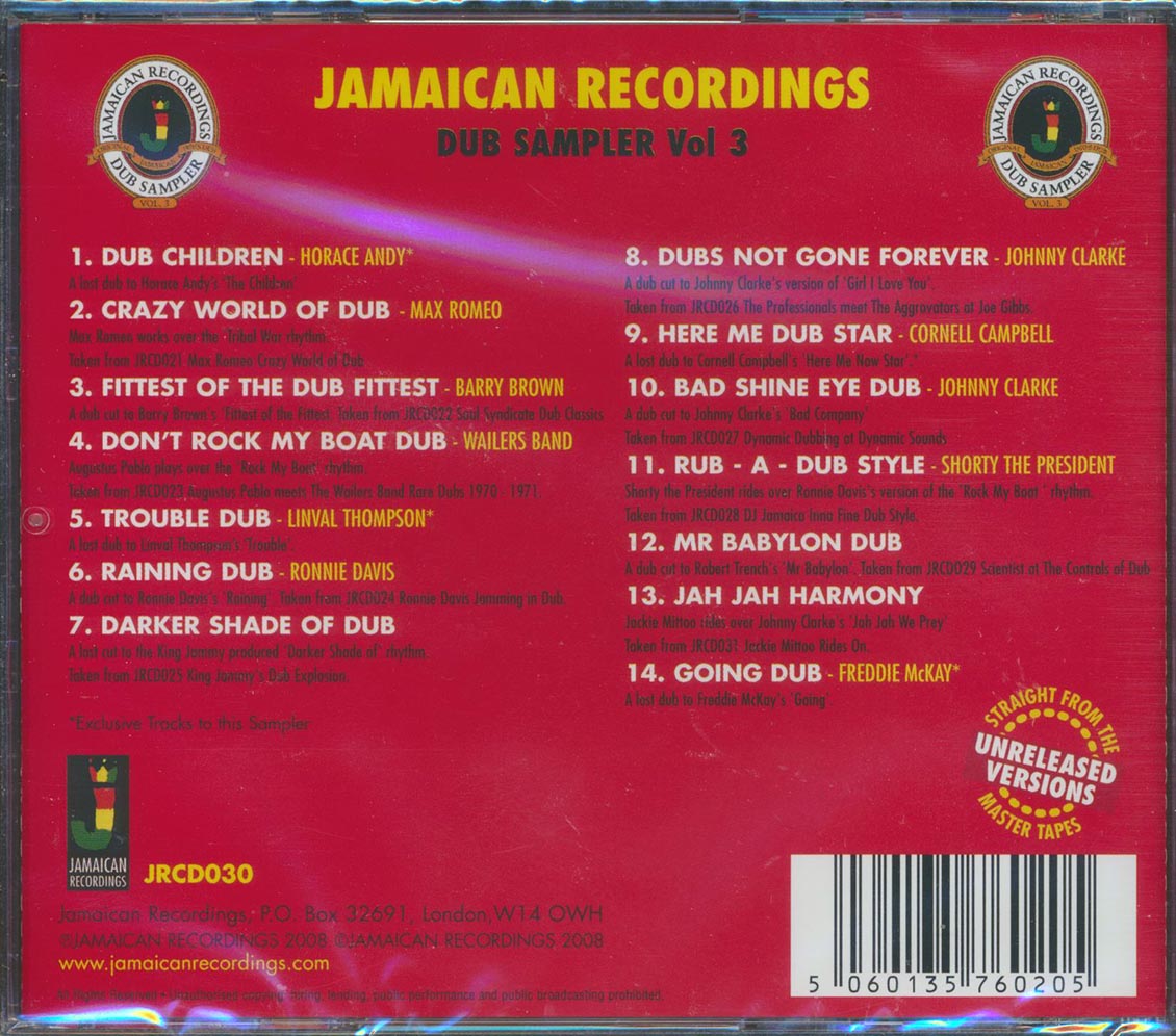 King Tubby, Prince Jammy, Niney The Observer, Etc. - Jamaican Recordings Dub Sampler Volume 3