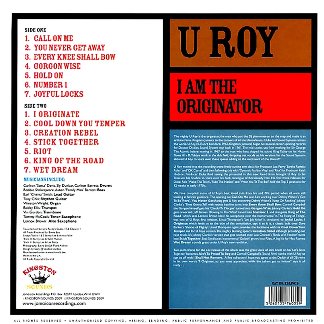 U Roy - I Am The Originator (180g)
