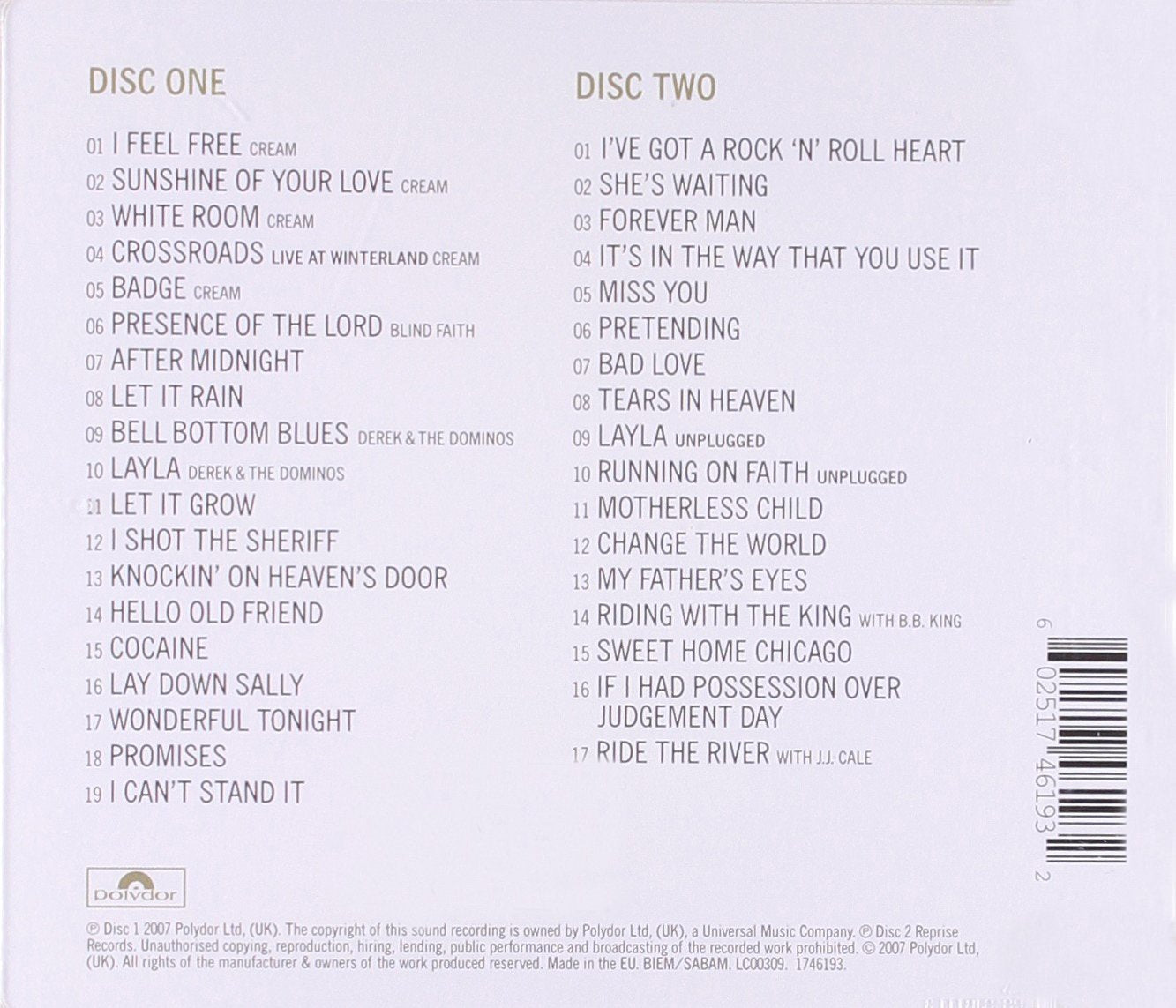 Complete Clapton [2CD] [audioCD] Eric Clapton