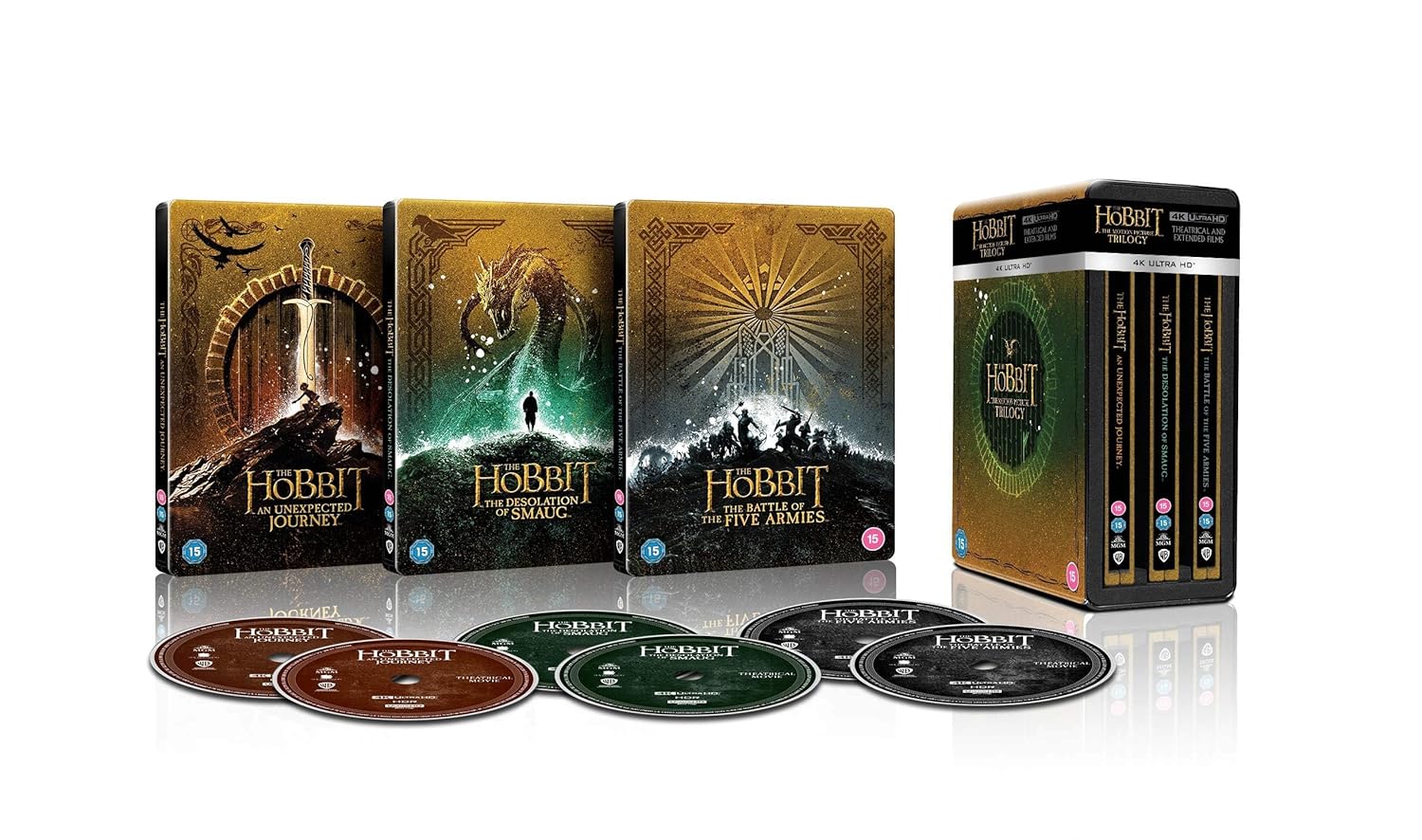The Hobbit: The Motion Picture Trilogy (Theatrical and Extended Editions) (4K Ultra HD) (Steelbook), Warner Bros Uk, Horror