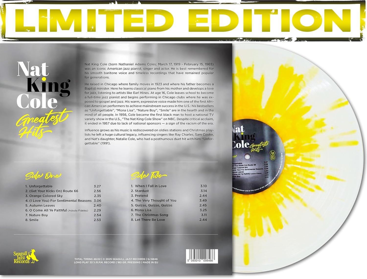 Nat King Cole Greatest Hits - Limited Color Edition - Yellow Splatter LР