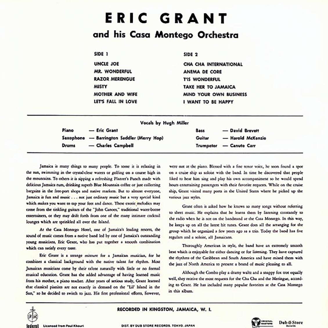 Eric Grant & His Casa Montego Orchestra - Cool At The Casa Montego (Japan) (Japan press)
