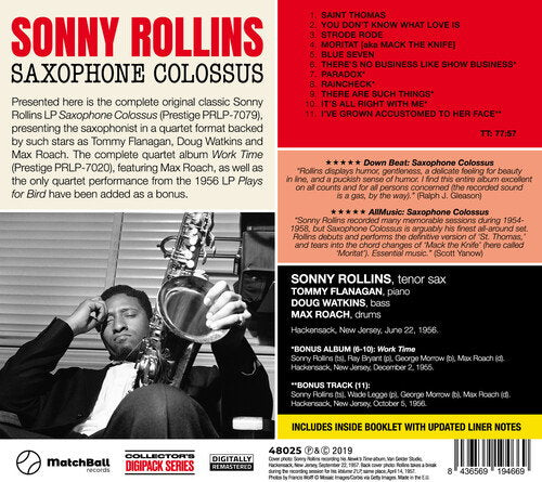 ROLLINS,SONNY - SAXOPHONE COLOSSUS - THE COMPLETE LP + WORK TIME