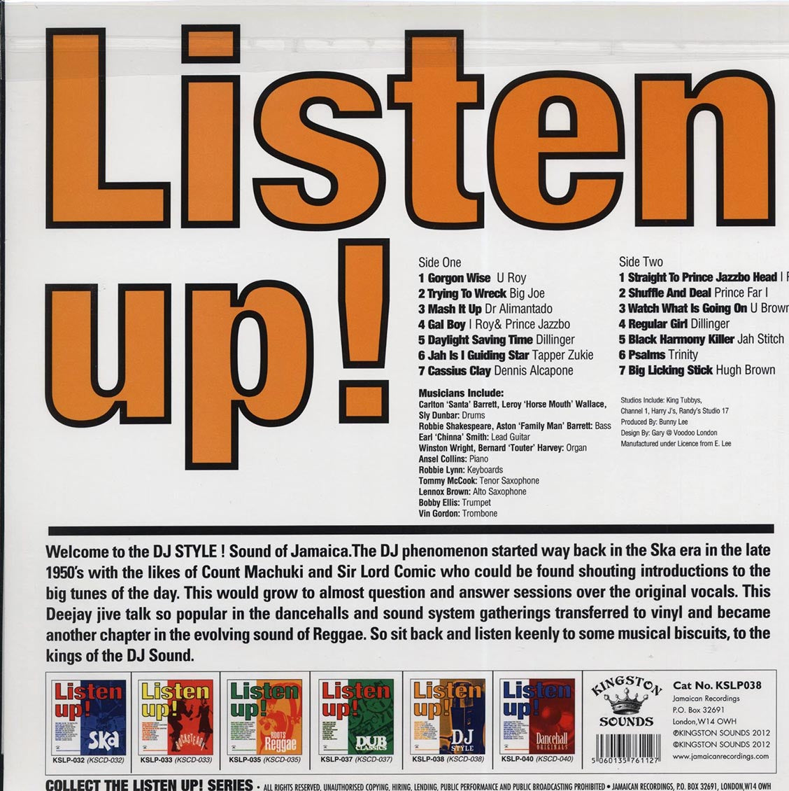 U Roy, Dr. Alimantado, Prince Jazzbo, Prince Far I, Etc. - Listen Up: DJ Style (180g)