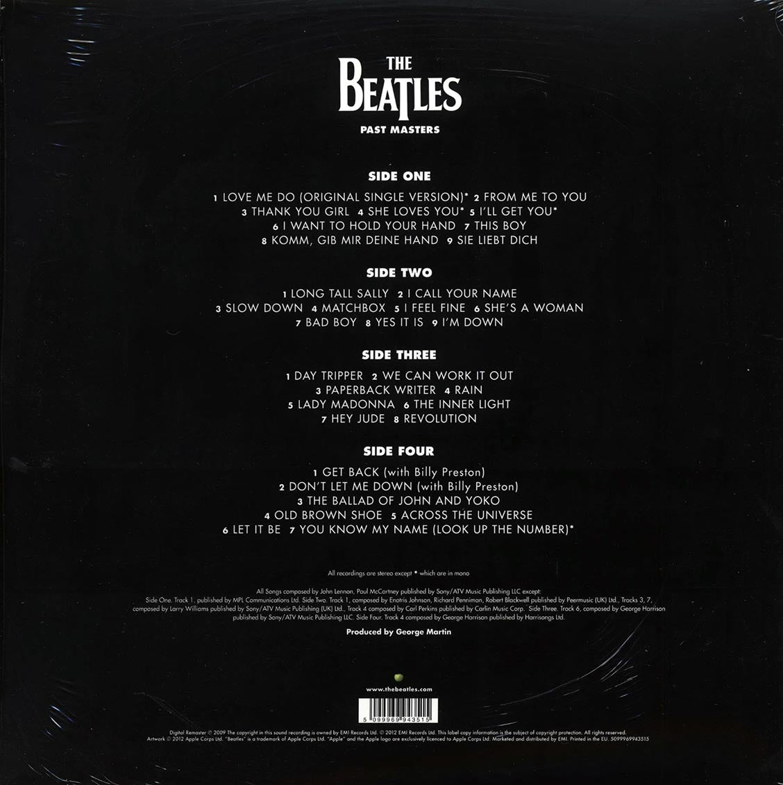 The Beatles - Past Masters Volume 1 + Volume 2 (stereo) (2xLP) (180g)