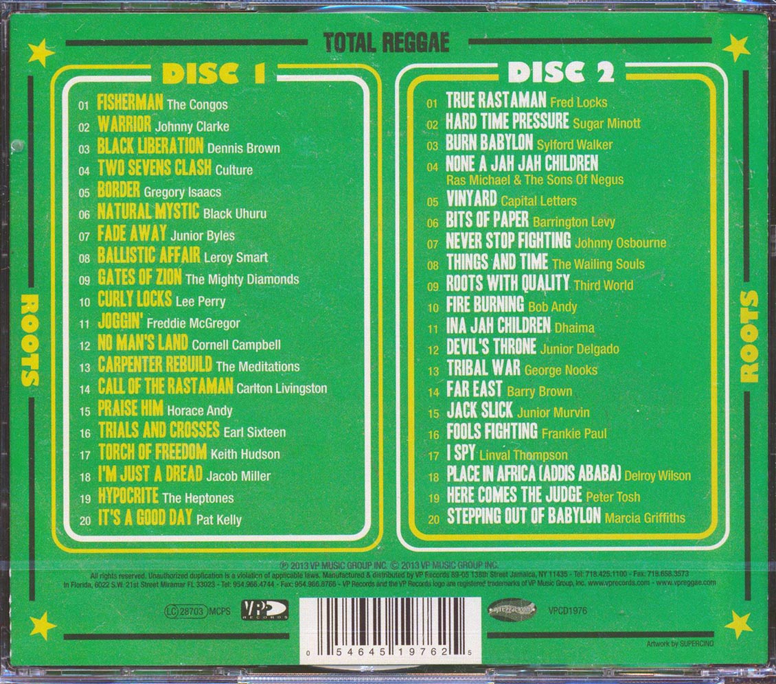 The Congos, Jacob Miller, Ras Michael, Carlton Livingston , Etc. - Total Reggae: Roots (40 tracks) (2xCD)