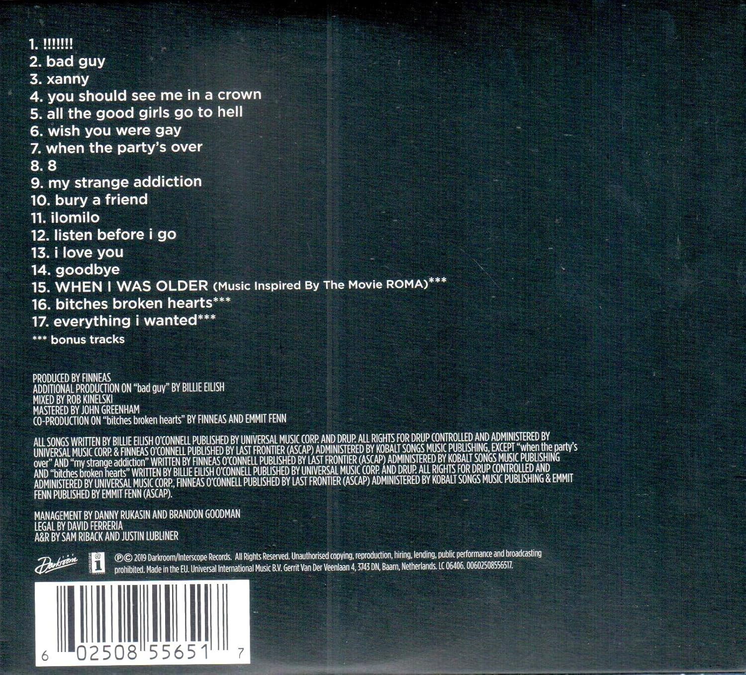 Billie Eilish - When We All Fall Asleep Deluxe Edition CD