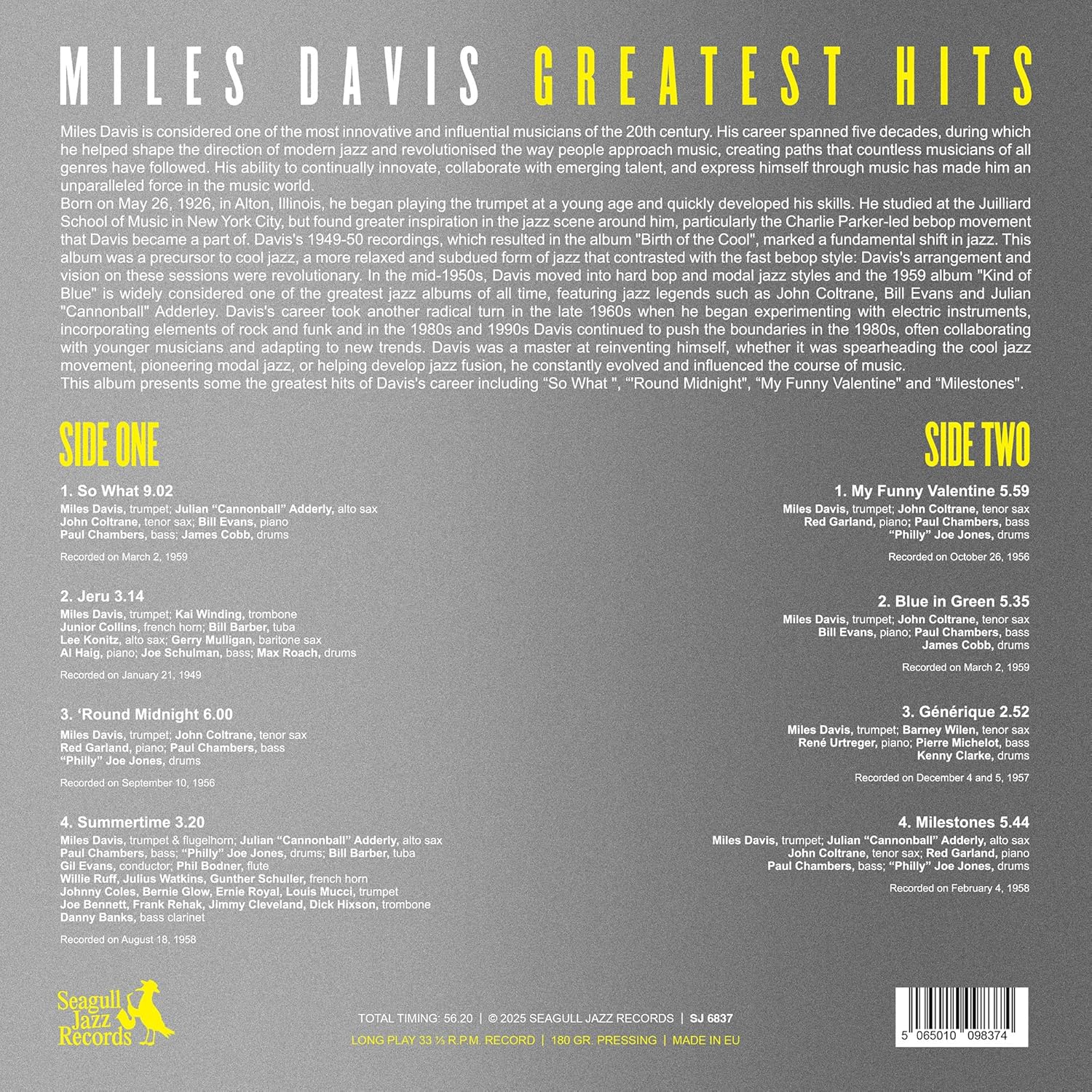 Miles Davis – Greatest Hits [Limited Edition Colored Splatter – White/Black/Yellow Vinyl][LP]