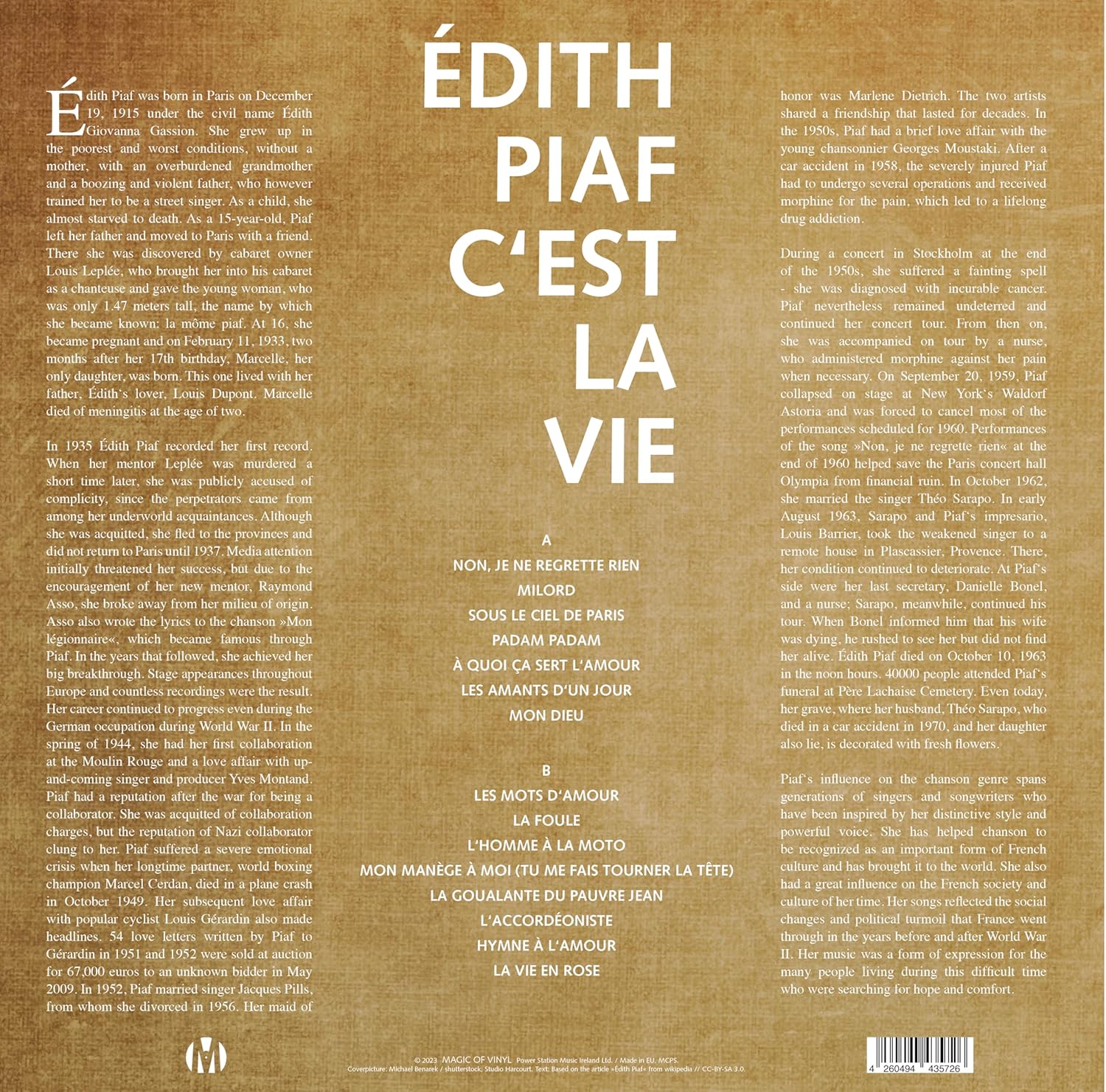 Edith Piaf - C’est La Vie - Limited Edition Colored Vinyl