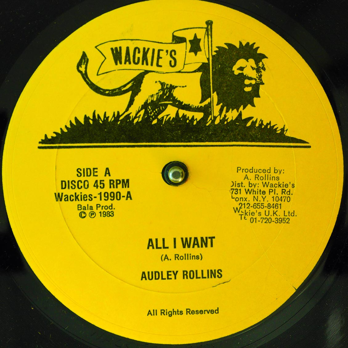 Audley Rollins - All I Want (Extended Mix)  /  Audley Rollins, Wackie's Rhythm Force - Sounds Called Killer (Version) (orig. press)
