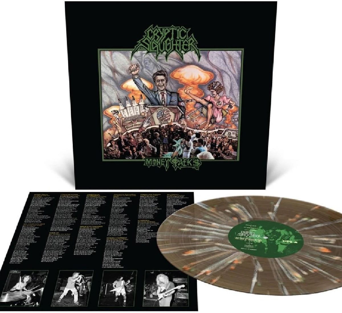 Cryptic Slaughter - Money Talks (black Ice W/ Olive Green, Bone White & Halloween Orange Splatter Vinyl)