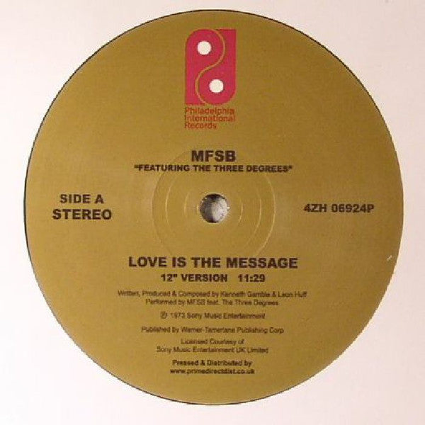 MFSB - LOVE IS THE MESSAGE (12 INCH VERSION)/TSOP (SPECIAL 12 INCH VERSION) (FEAT. THE THREE DEGREES)