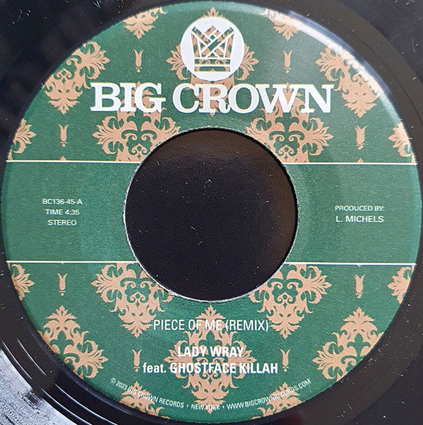 LADY WRAY & PETE ROCK - PIECE OF ME (FEAT. GHOSTFACE KILLAH) B/W JOY & PAIN (PETE ROCK REMIX)