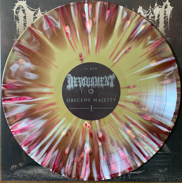DEVOURMENT - OBSCENE MAJESTY (GOLD BROWN & WHITE MERGE WITH RED OXBLOOD & WHITE SPLATTER VINYL)