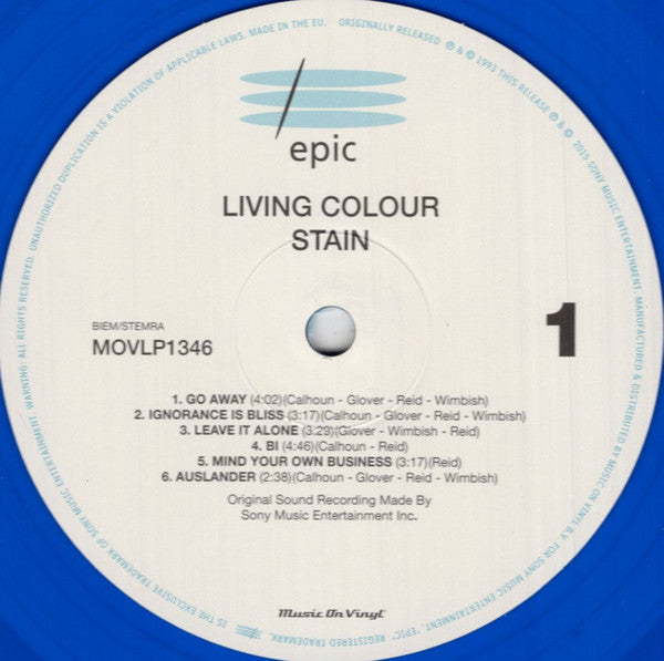 LIVING COLOUR - STAIN (TRANSLUCENT BLUE VINYL/180G)