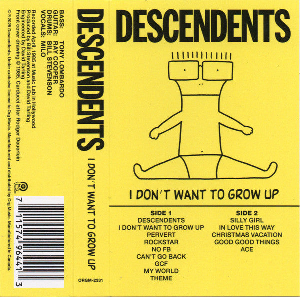 DESCENDENTS - I DON'T WANT TO GROW UP (YELLOW CASSETTE)
