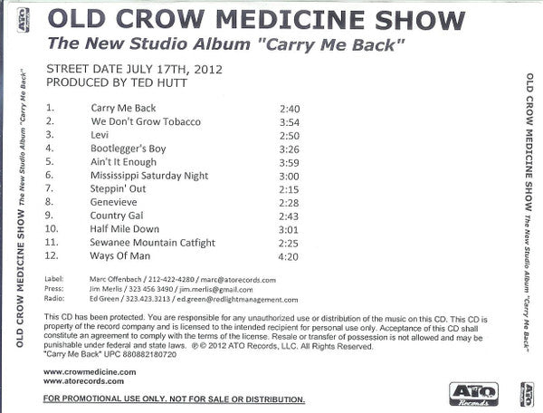OLD CROW MEDICINE SHOW - CARRY ME BACK