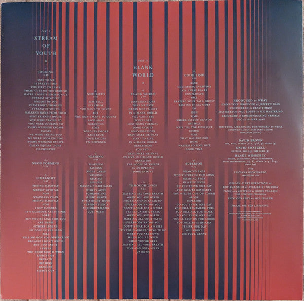 WRAY - STREAM OF YOUTH / BLANK WORLD (WHITE VINYL/GATEFOLD WITH FOIL PRINTING)