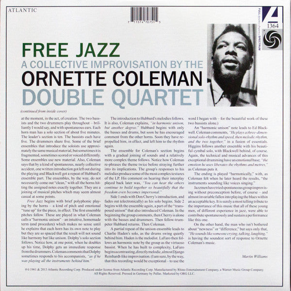 COLEMAN,ORNETTE DOUBLE QUARTET - FREE JAZZ: A COLLECTIVE IMPROVISATION