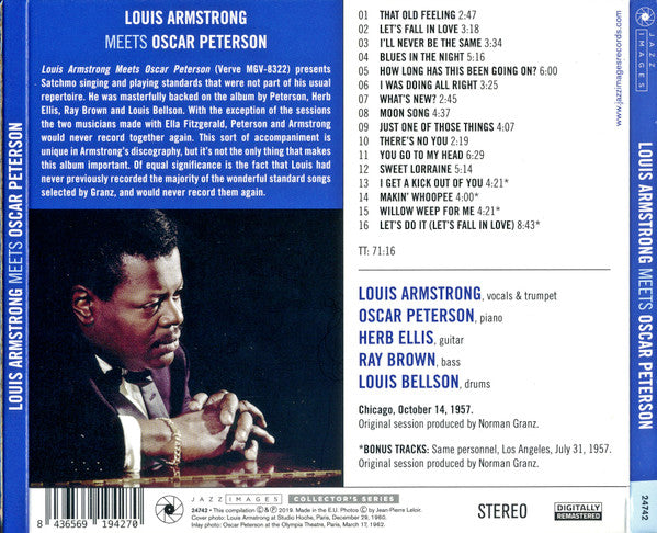 ARMSTRONG,LOUIS - MEETS OSCAR PETERSON (LTD 24BIT REMASTER/3 BONUS TRACKS/DIGIPAK/COVER PHOTOS BY JEAN-PIERRE LELOIR)