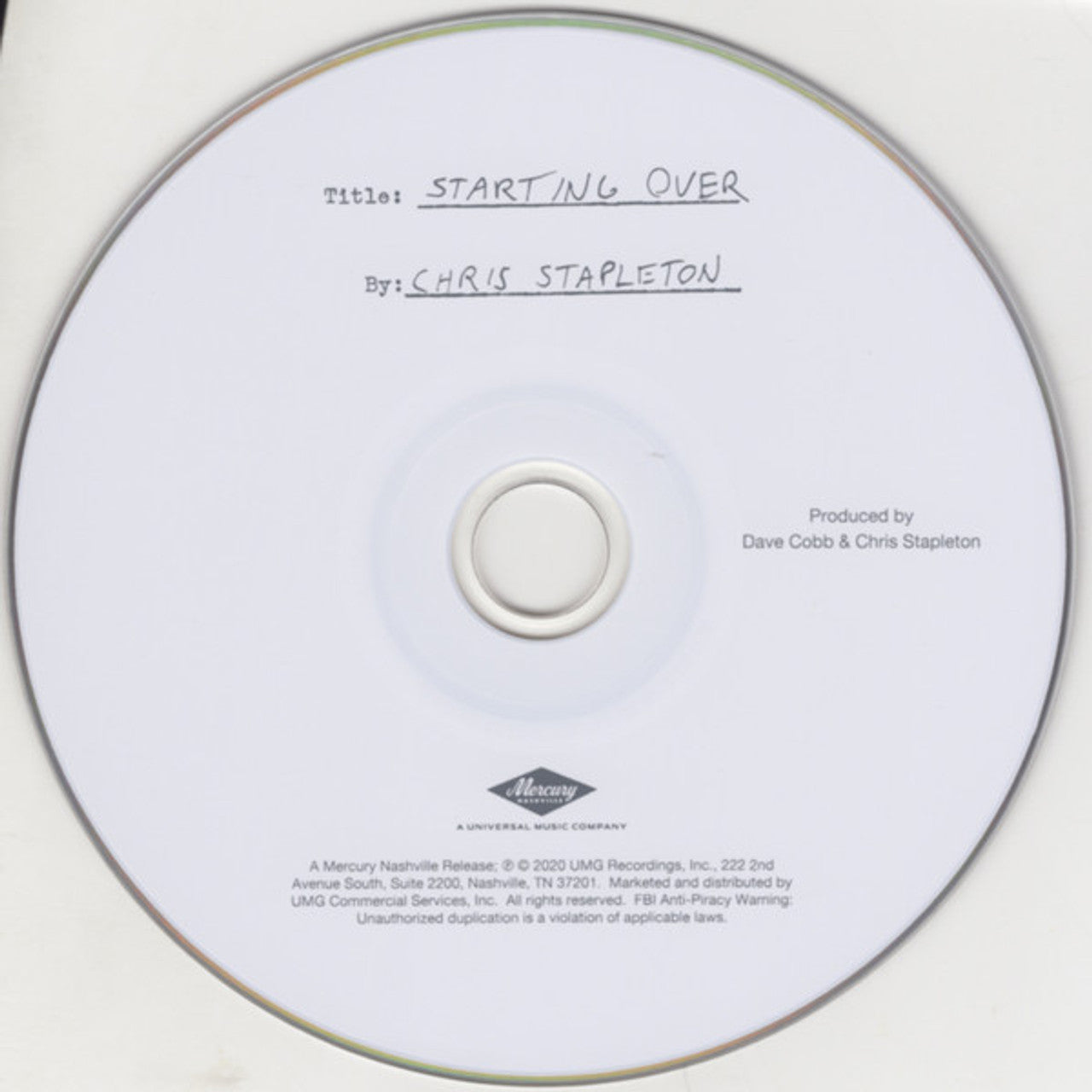 Chris Stapleton - Starting Over CD