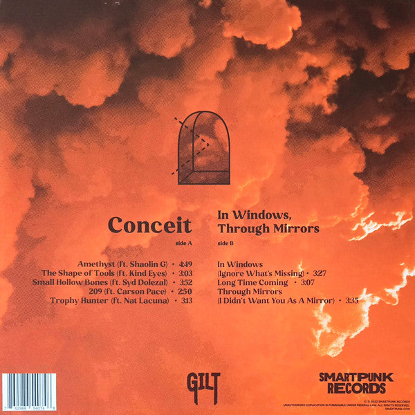 GILT - CONCEIT/IN WINDOWS, THROUGH MIRRORS (TANGERINE IN BLACK ICE WITH ORCHID SPLATTER VINYL)