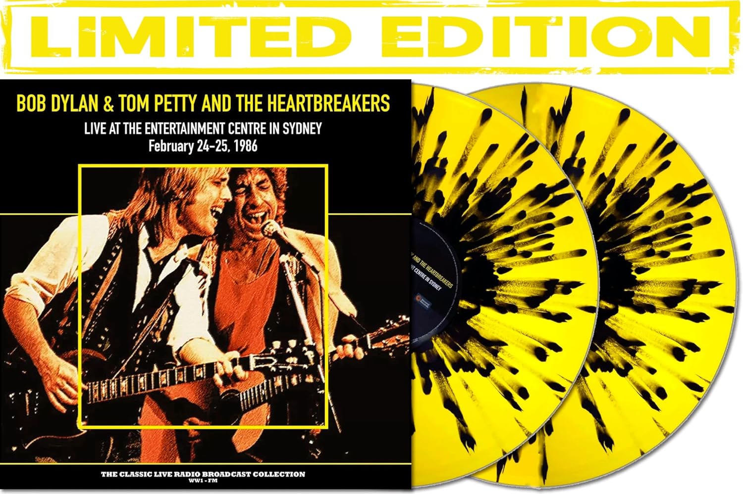 Bob Dylan and Tom Petty Live in Sydney 1986 cover with two olive marble vinyl records