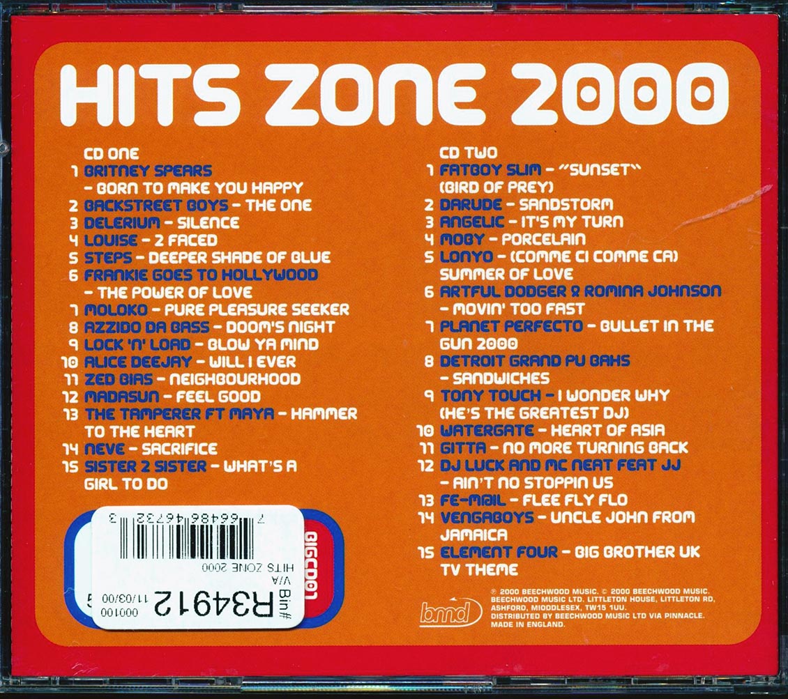 Britney Spears, Backstreet Boys, Delerium, Fatboy Slim, Etc. - Hits Zone 2000 (30 tracks) (2xCD) product image 2